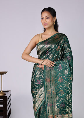 Green Dupion Silk Saree With Blouse Piece