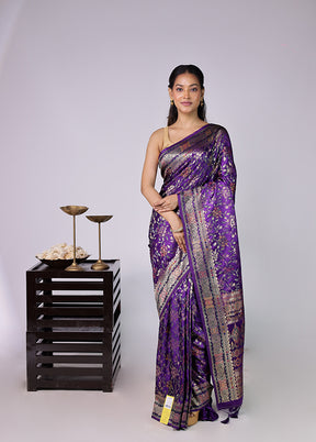 Purple Dupion Silk Saree With Blouse Piece