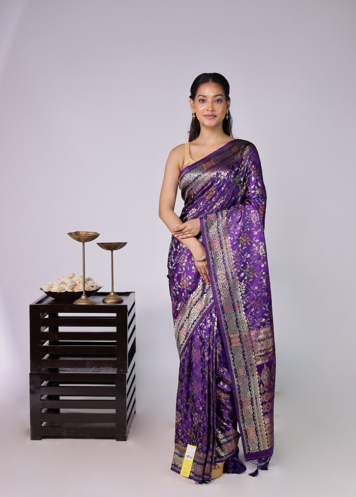 Purple Dupion Silk Saree With Blouse Piece