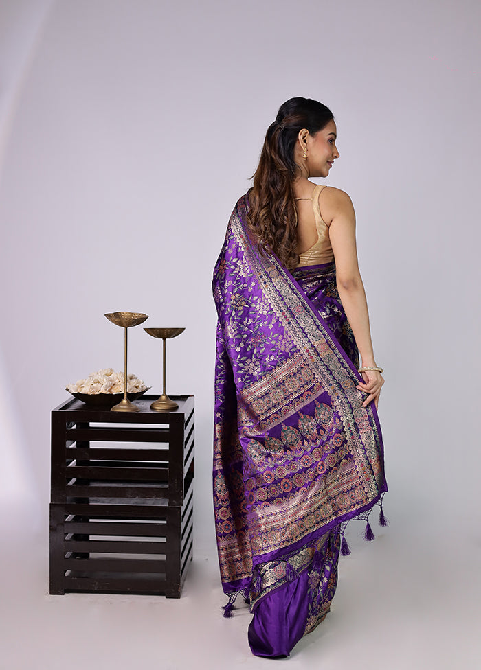 Purple Dupion Silk Saree With Blouse Piece
