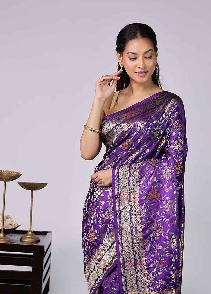 Purple Dupion Silk Saree With Blouse Piece