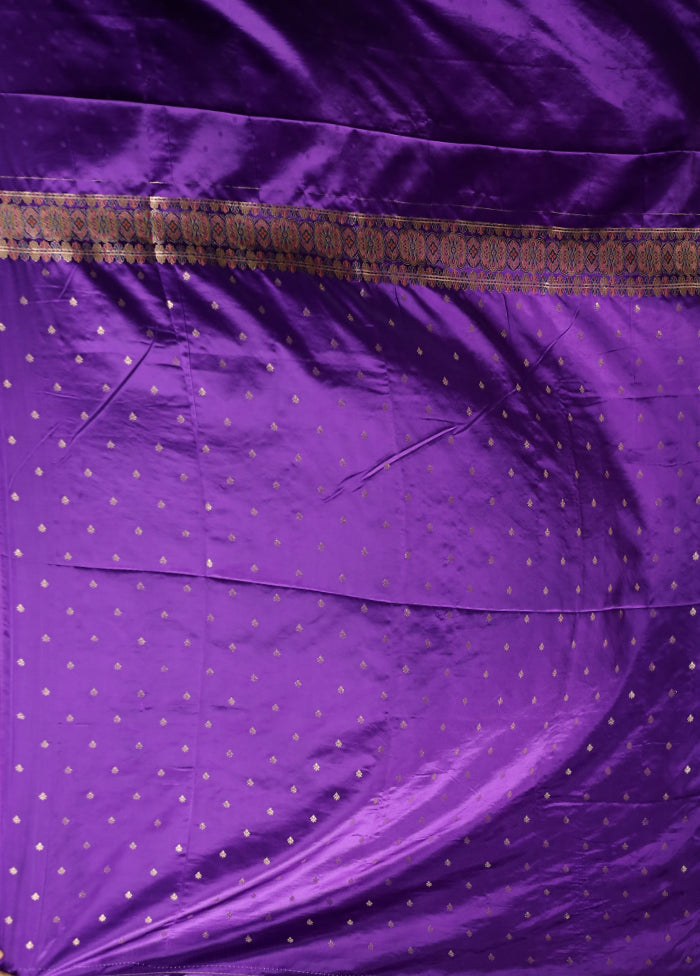 Purple Dupion Silk Saree With Blouse Piece