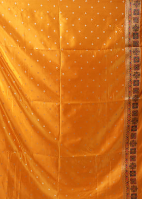 Yellow Dupion Silk Saree With Blouse Piece