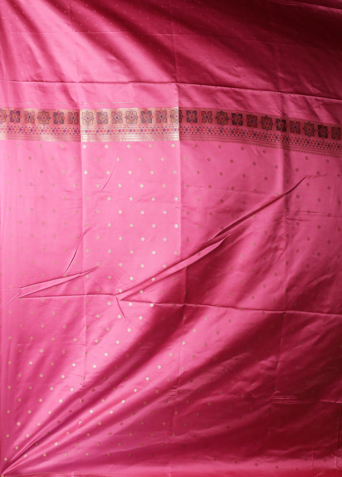 Pink Dupion Silk Saree With Blouse Piece