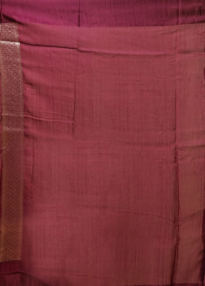 Purple Tussar Silk Saree With Blouse Piece