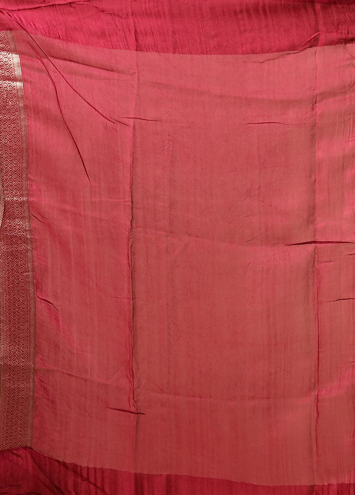 Pink Tussar Silk Saree With Blouse Piece