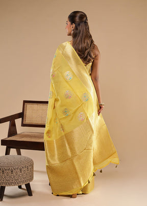 Yellow Tissue Silk Saree With Blouse Piece