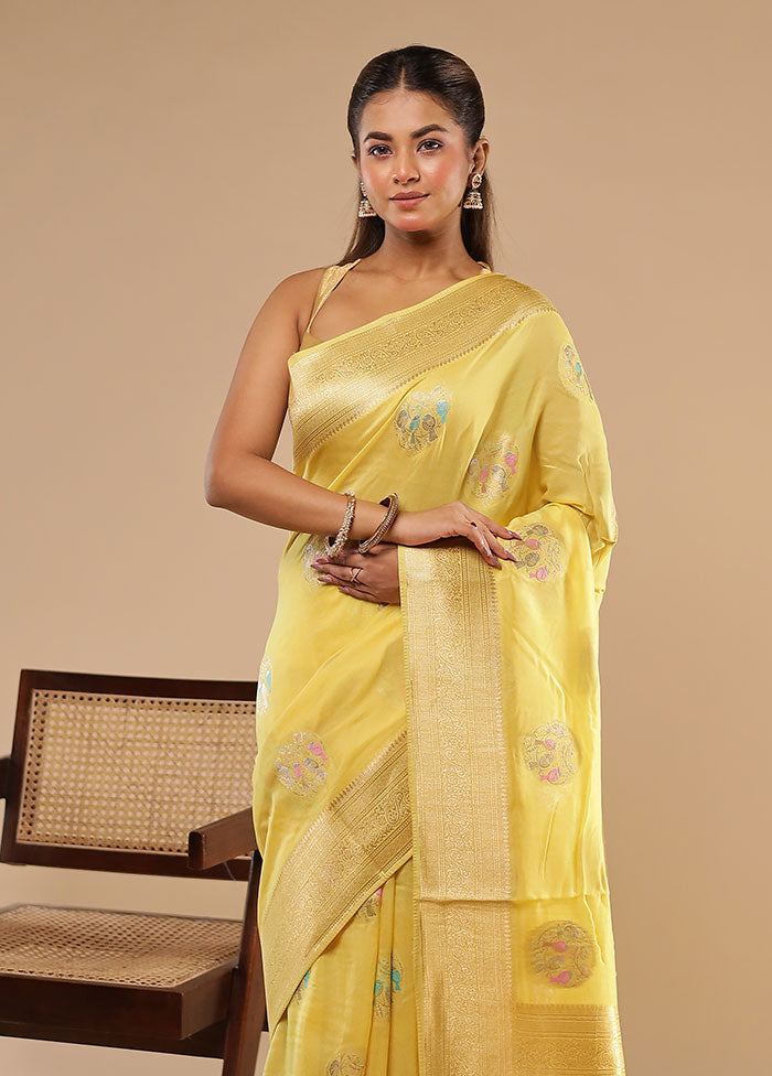Yellow Tissue Silk Saree With Blouse Piece