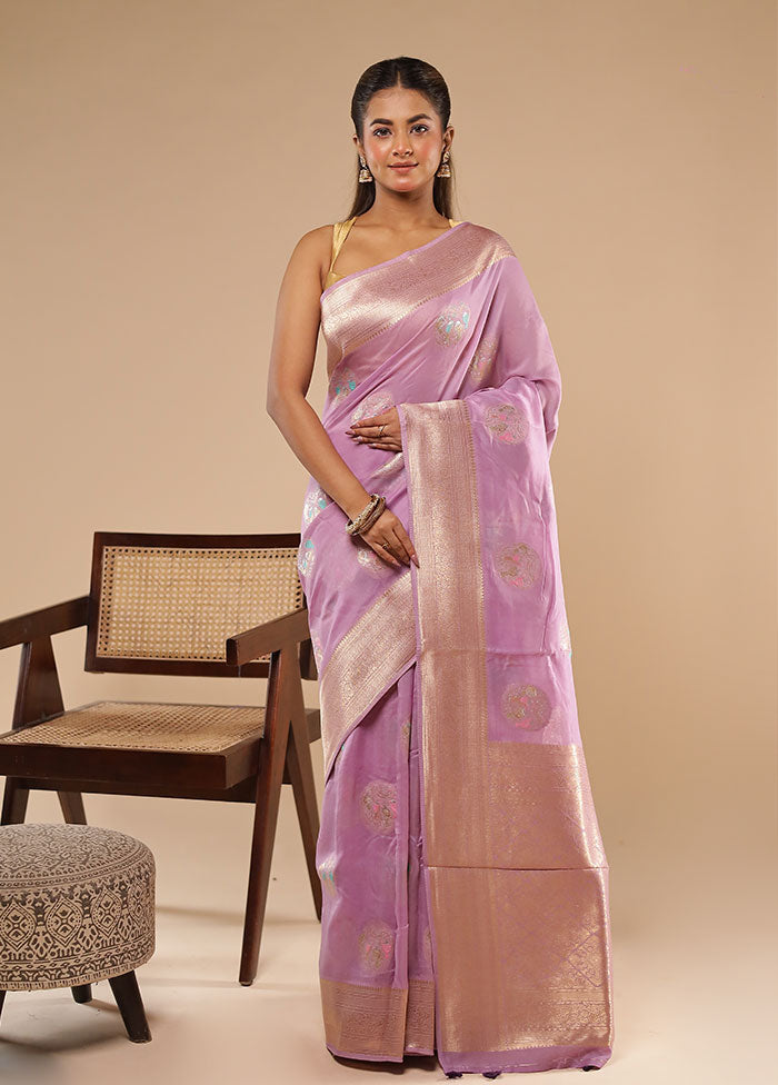 Purple Tissue Silk Saree With Blouse Piece