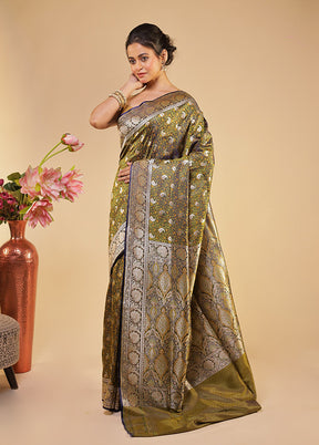 Blue Tanchoi Silk Saree With Blouse Piece