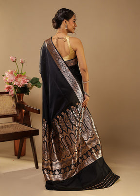 Black Banarasi Silk Saree With Blouse Piece