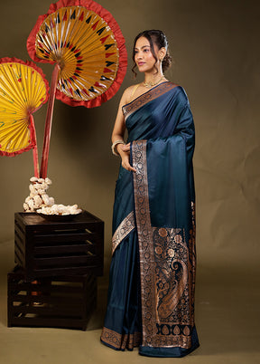Green Banarasi Silk Saree With Blouse Piece