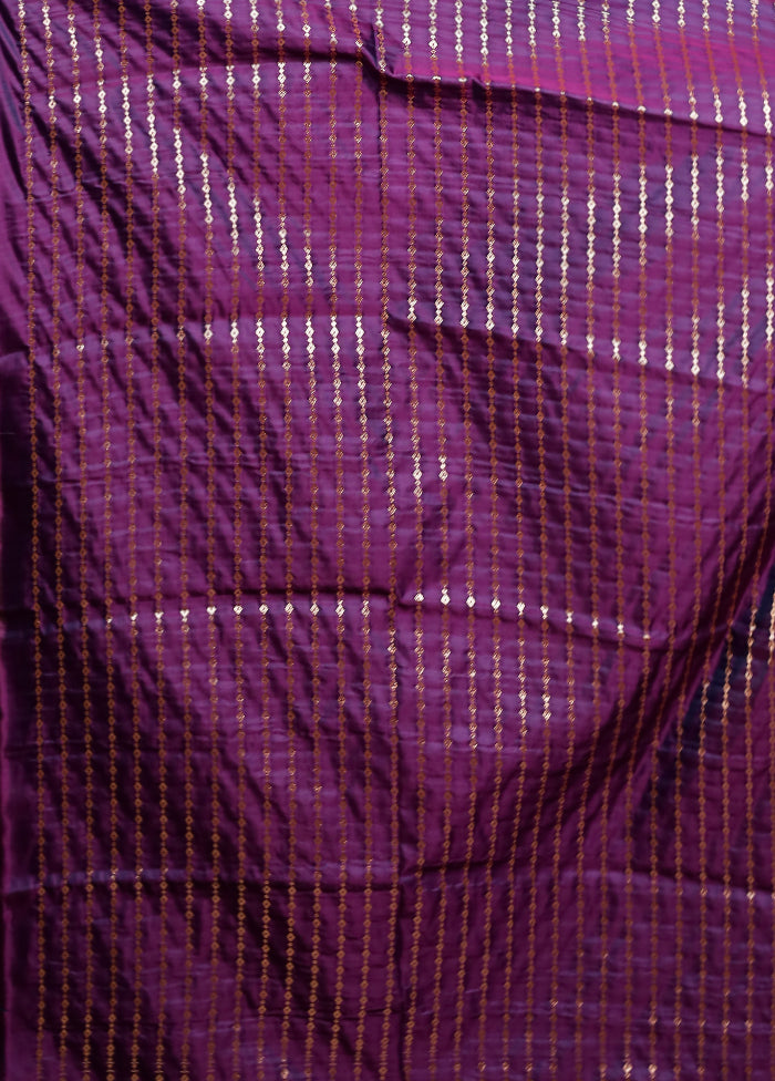 Purple Banarasi Silk Saree With Blouse Piece