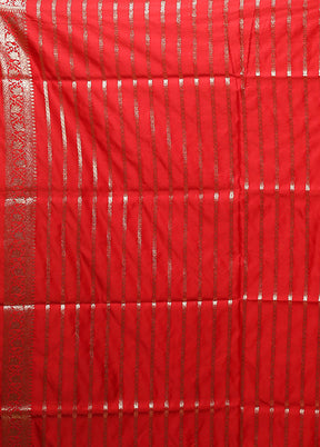 Red Banarasi Silk Saree With Blouse Piece
