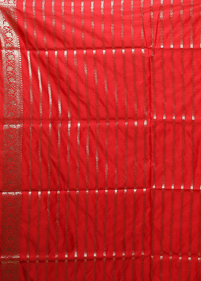 Red Banarasi Silk Saree With Blouse Piece