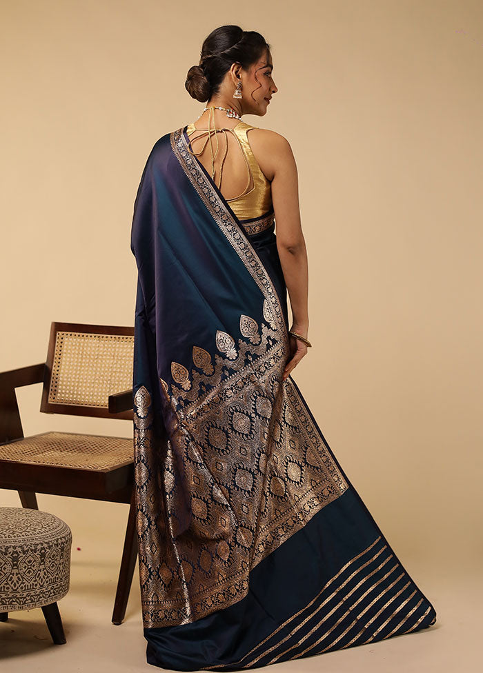 Green Banarasi Silk Saree With Blouse Piece