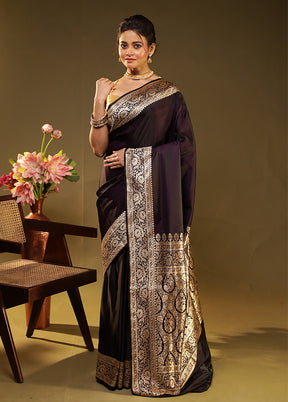 Blue Banarasi Silk Saree With Blouse Piece