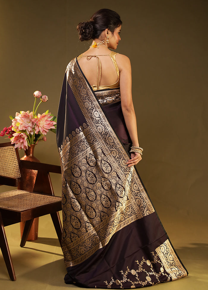 Blue Banarasi Silk Saree With Blouse Piece