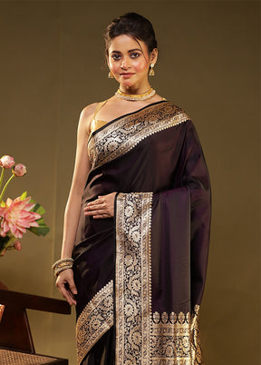 Blue Banarasi Silk Saree With Blouse Piece