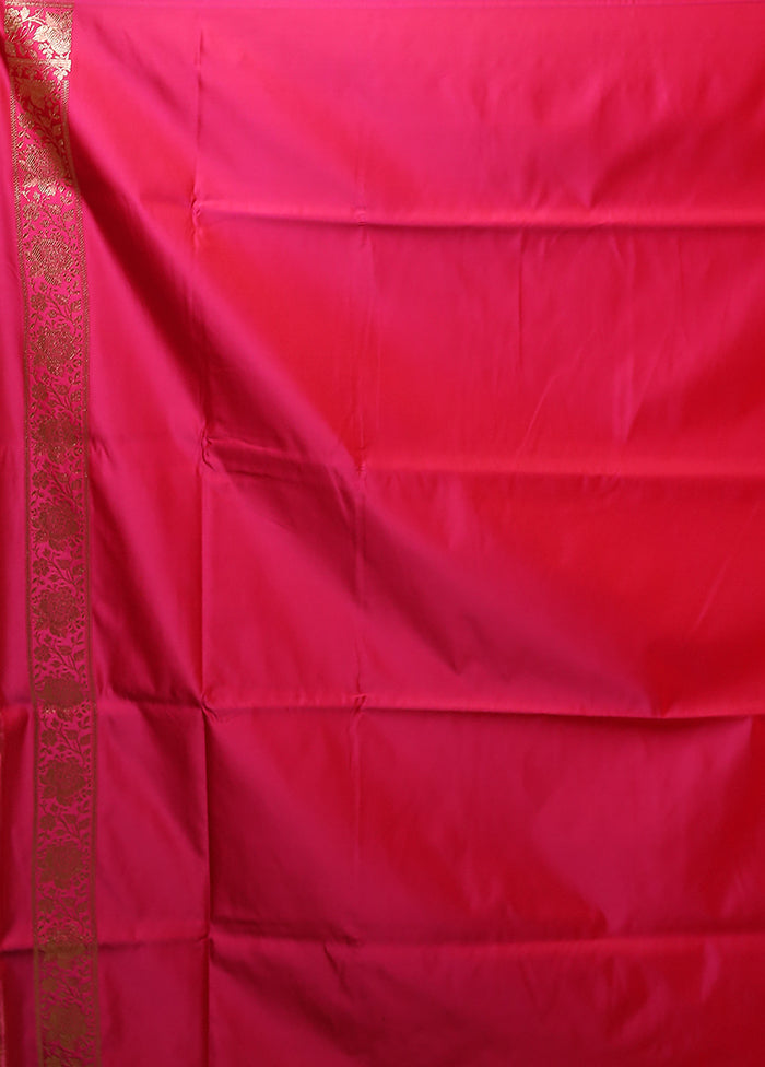 Pink Banarasi Silk Saree With Blouse Piece