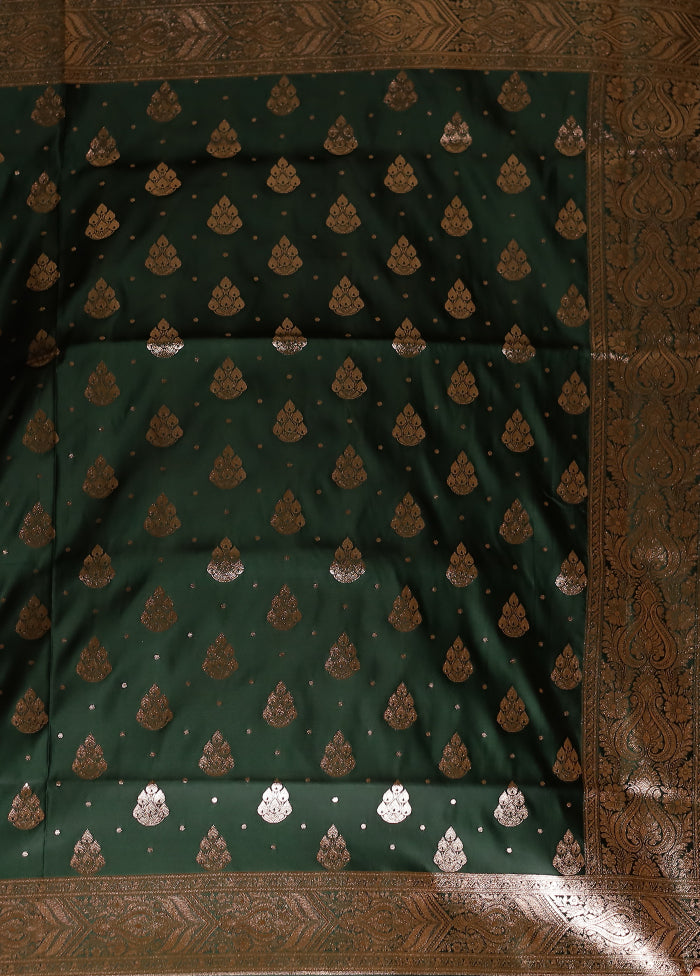 Green Banarasi Silk Saree With Blouse Piece