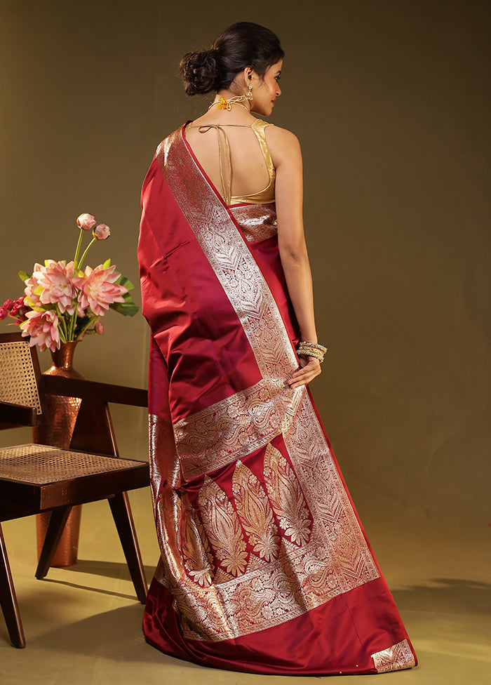 Purple Banarasi Silk Saree With Blouse Piece