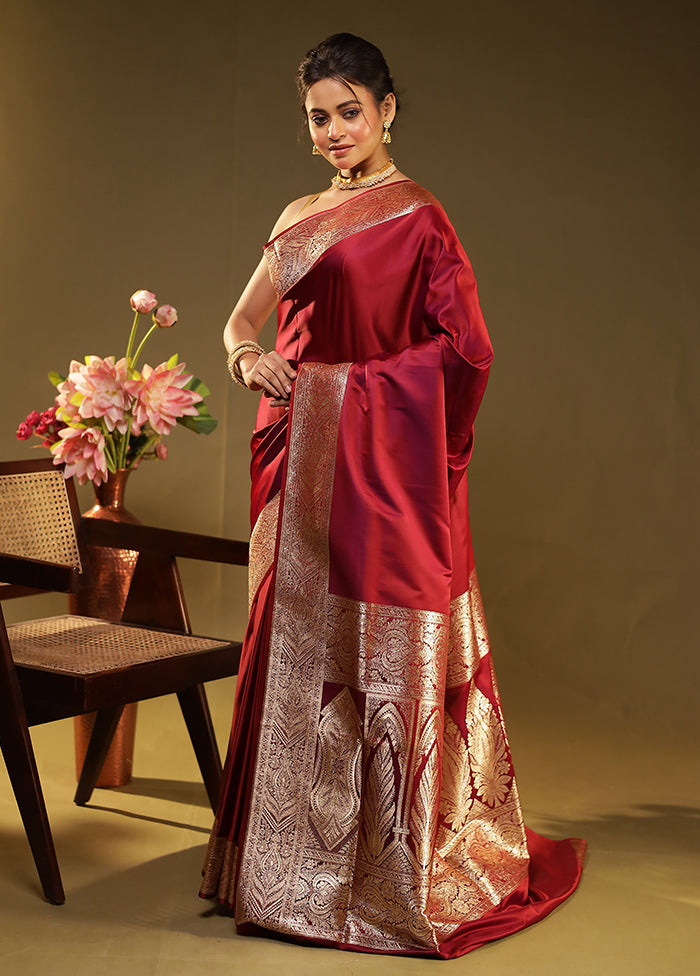 Purple Banarasi Silk Saree With Blouse Piece
