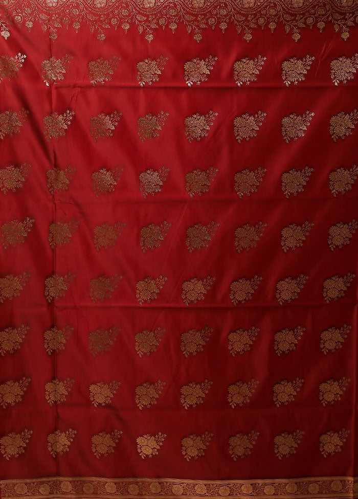 Maroon Banarasi Silk Saree With Blouse Piece