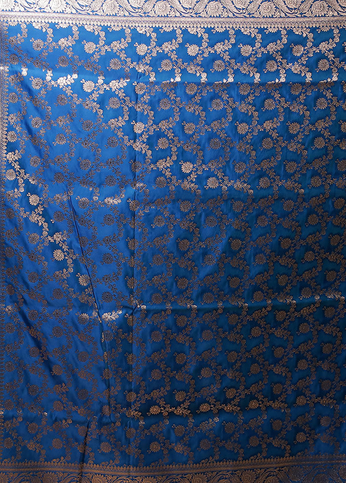 Blue Banarasi Silk Saree With Blouse Piece