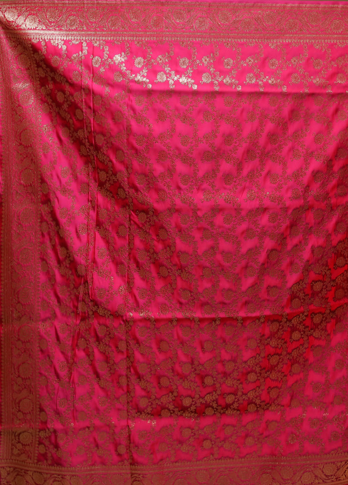 Pink Banarasi Silk Saree With Blouse Piece