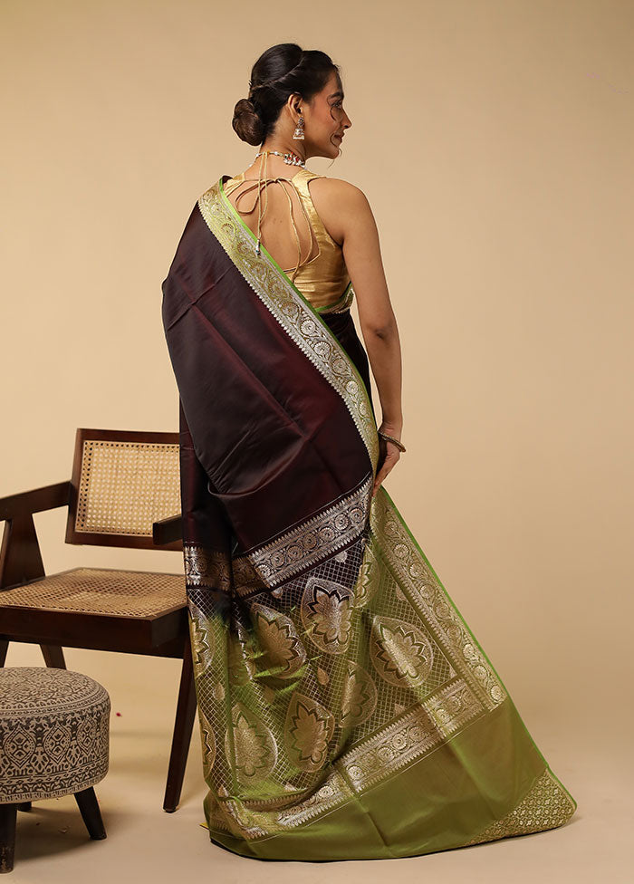 Maroon Banarasi Silk Saree With Blouse Piece