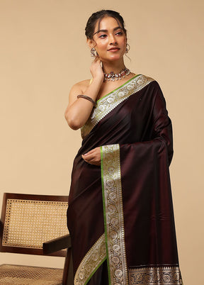 Maroon Banarasi Silk Saree With Blouse Piece