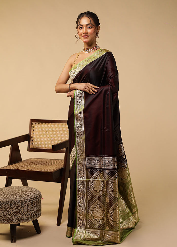 Maroon Banarasi Silk Saree With Blouse Piece