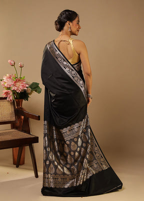 Black Banarasi Silk Saree With Blouse Piece