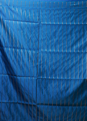 Blue Banarasi Silk Saree With Blouse Piece