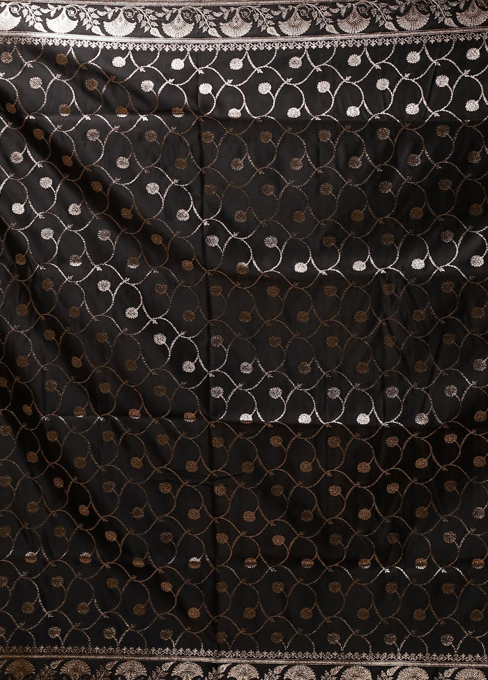 Black Banarasi Silk Saree With Blouse Piece