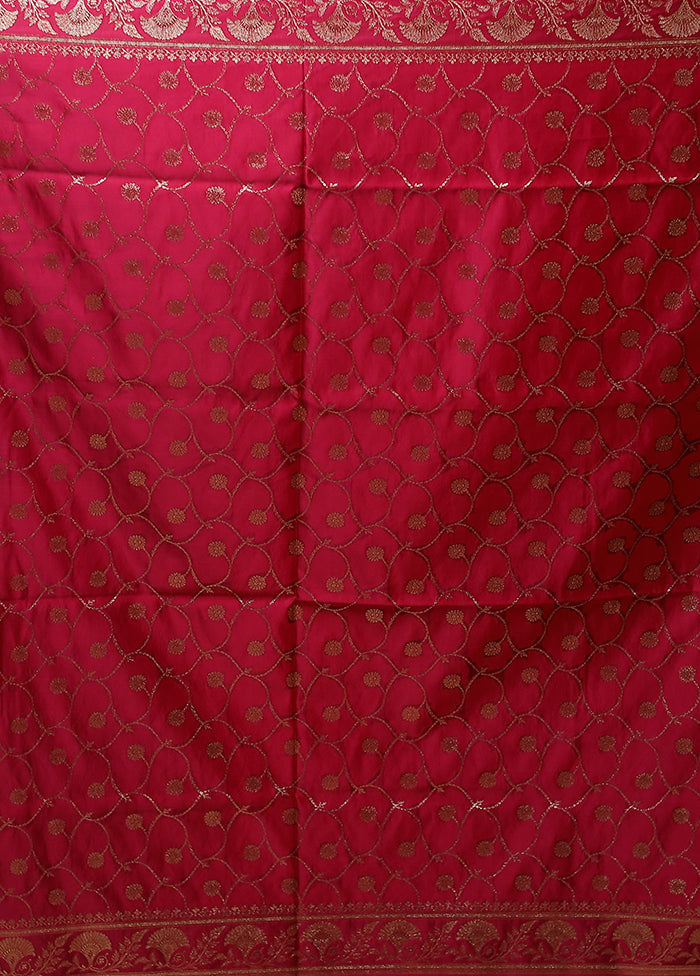 Pink Banarasi Silk Saree With Blouse Piece