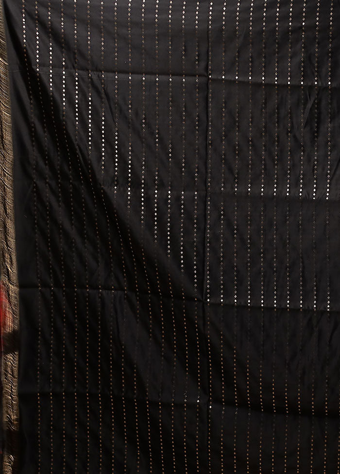 Black Banarasi Silk Saree With Blouse Piece