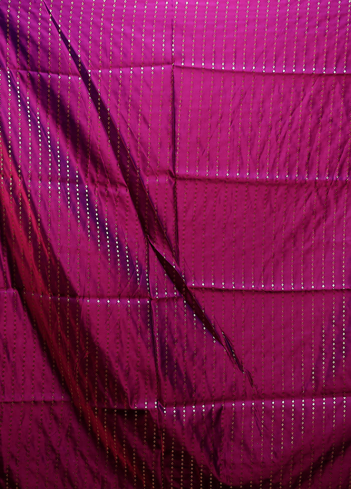 Purple Banarasi Silk Saree With Blouse Piece