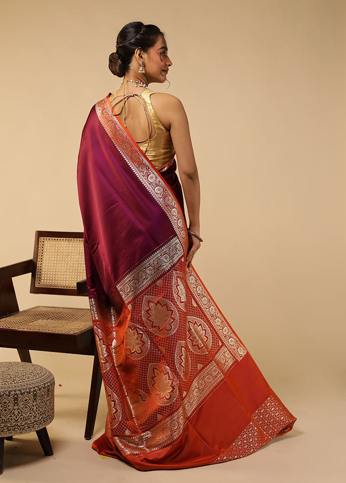 Purple Banarasi Silk Saree With Blouse Piece