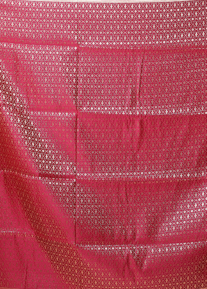 Pink Banarasi Silk Saree With Blouse Piece