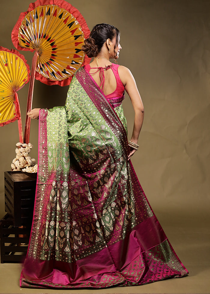Green Tanchoi Silk Saree With Blouse Piece