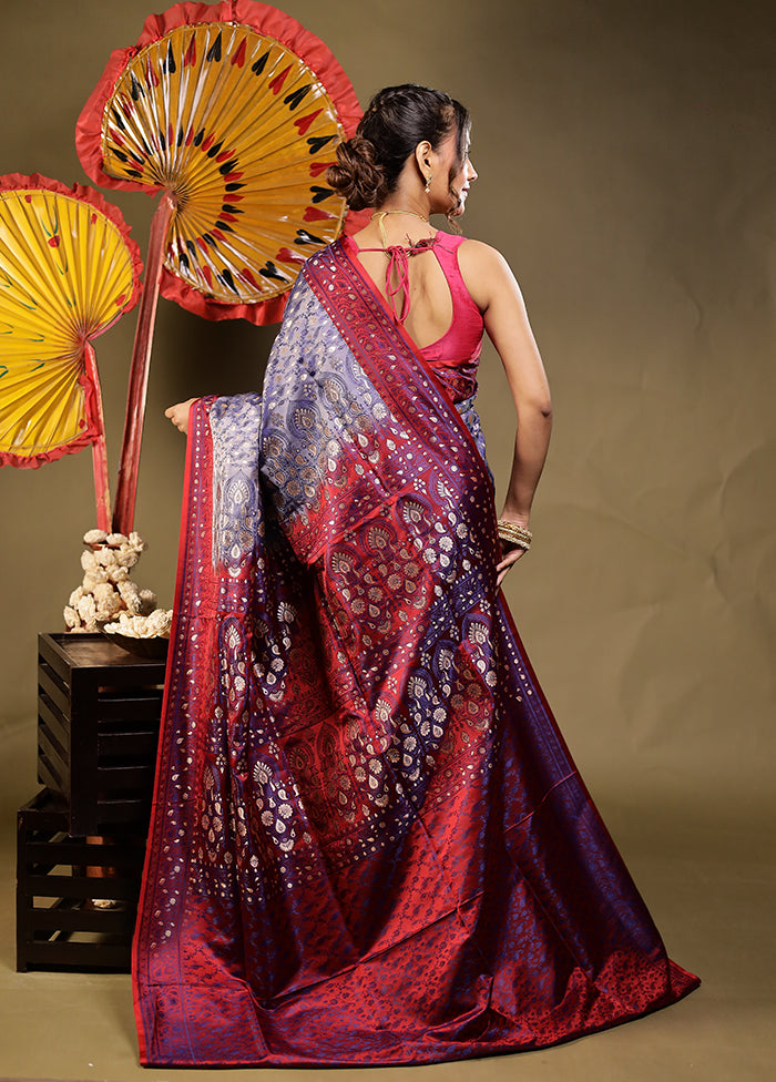 Ghee Ka Diya Duo – Multicolor Tanchoi & Purple Chiffon Sarees