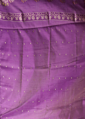 Purple Dupion Silk Saree With Blouse Piece