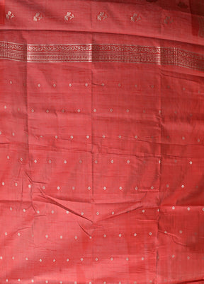Orange Dupion Silk Saree With Blouse Piece