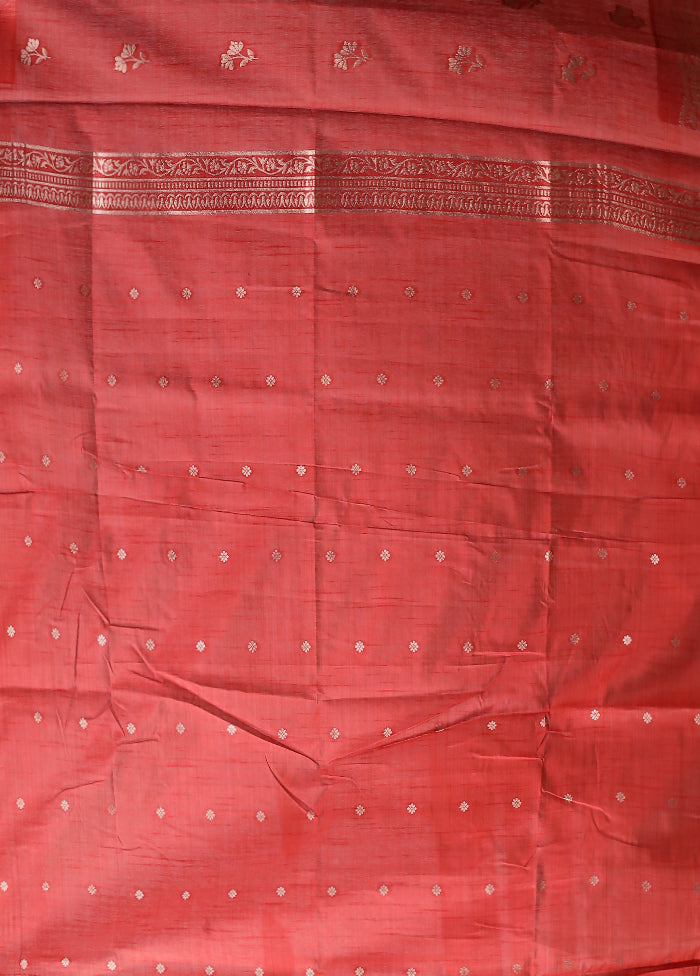 Orange Dupion Silk Saree With Blouse Piece