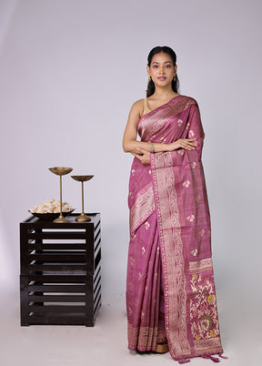 Purple Dupion Silk Saree With Blouse Piece