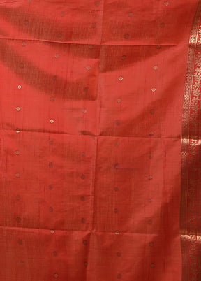 Red Dupion Silk Saree With Blouse Piece