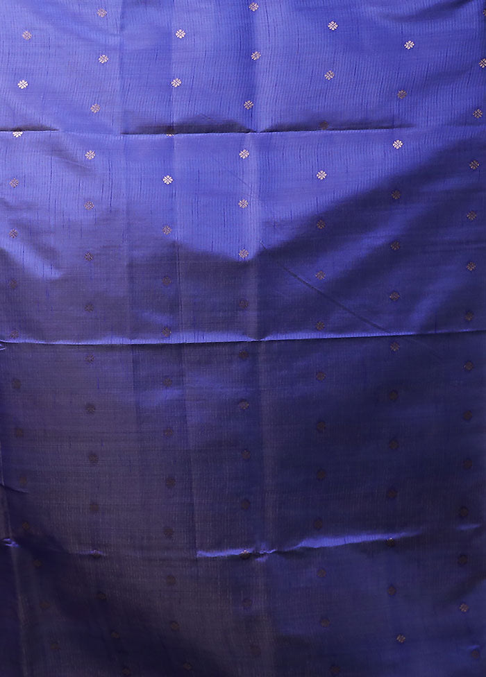 Blue Dupion Silk Saree With Blouse Piece