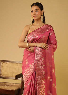 Pink Dupion Silk Saree With Blouse Piece